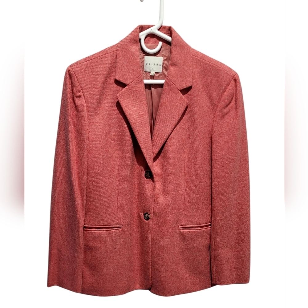 Celine Vintage Cashmere Blazer Coral Pink Size 44 (US 12)
